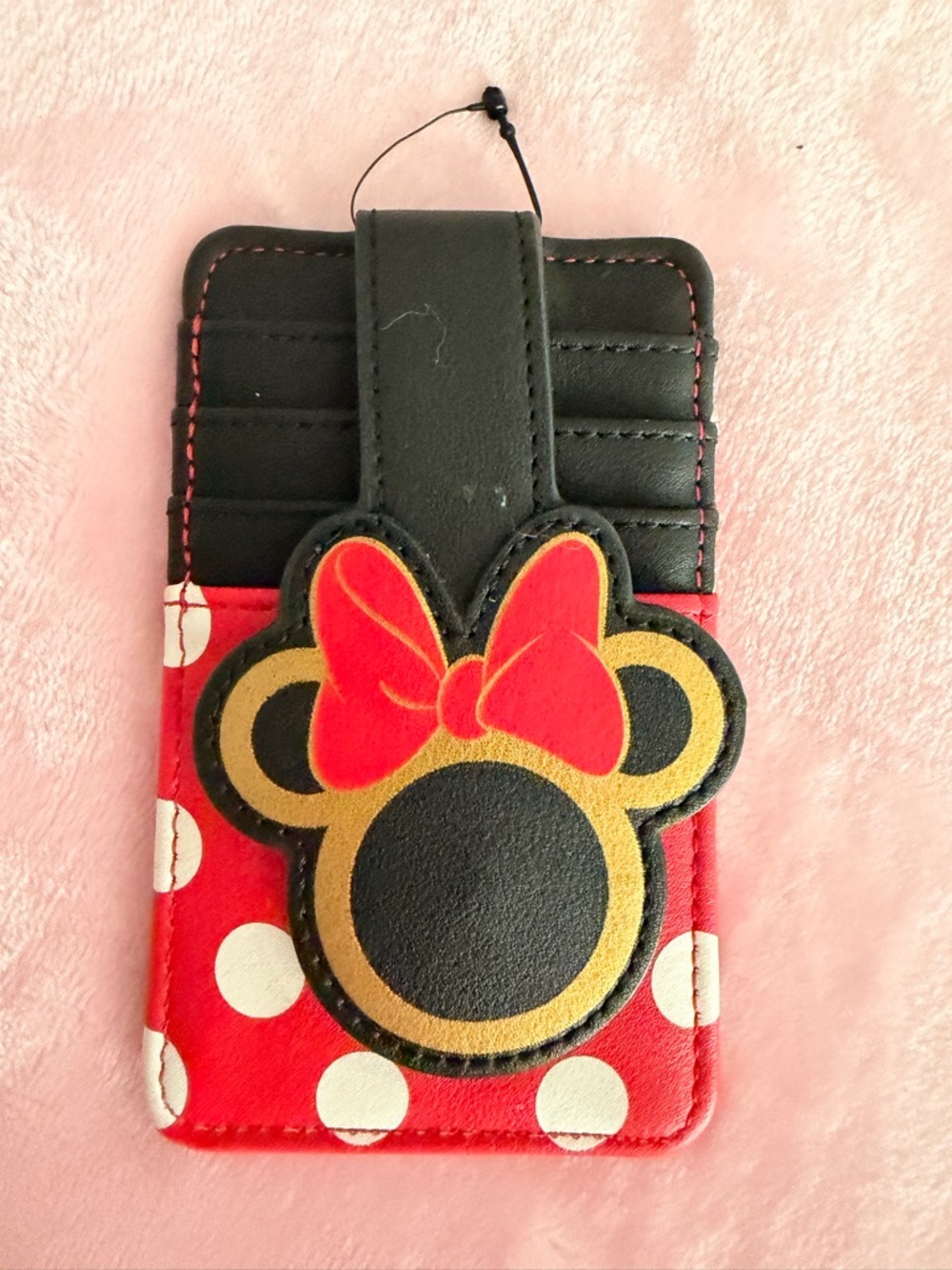 Disney Red Black Gold Minnie Mouse Polka Dot Card Holder